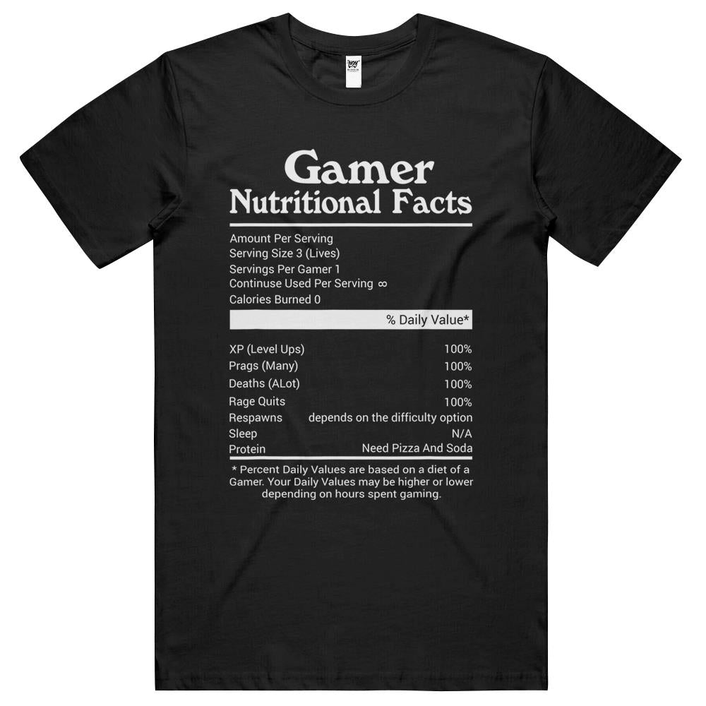 Nutritional Facts Shirt, Gamer Nutrition Facts Shirt, Gamer Nutritional Facts Novelty Video Game Lover T Shirts