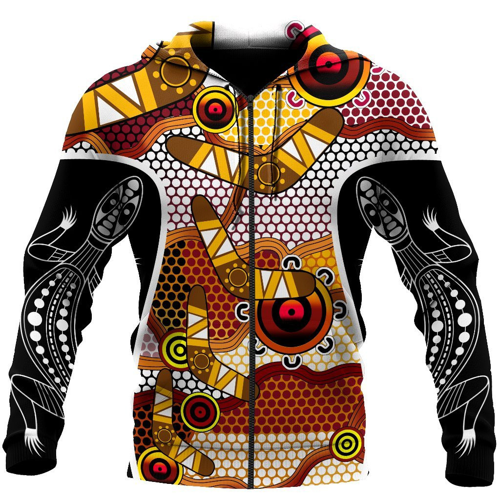 Aboriginal Design 3D Zip Up Hoodie Shirt For Men And Women