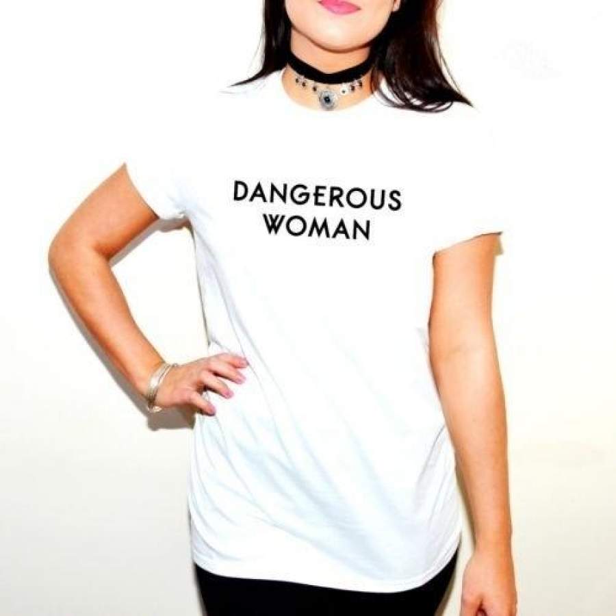 Dangerous Women Letters Printed Slogan T-Shirt Women Girl Tumblr Fashion Ariana Grande Tee Casual Short Sleeve Shirt Cool LW