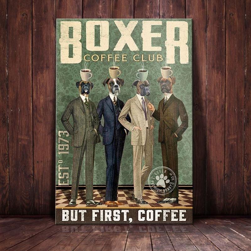 Boxer  Coffee Club Laundry Room Art Print Bathroom Decor Canvas Home Decor