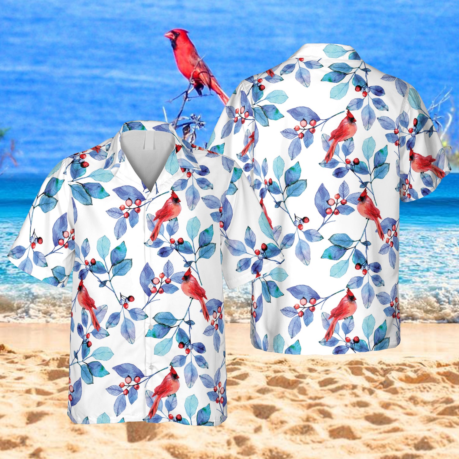 Cardinal Birds Hawaiian Tactical Shirt Ha49037