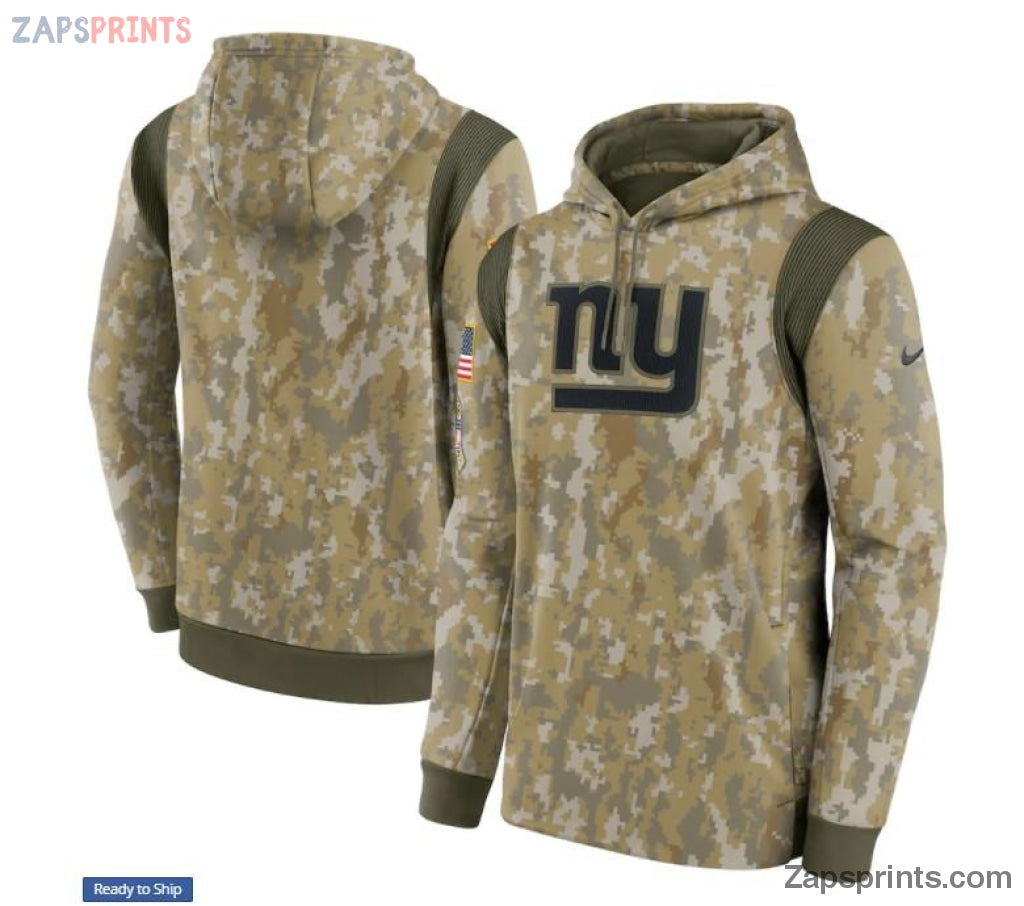 Men Camo New York Giants 2021 Salute To Service Therma Performance Pullover Hoodie