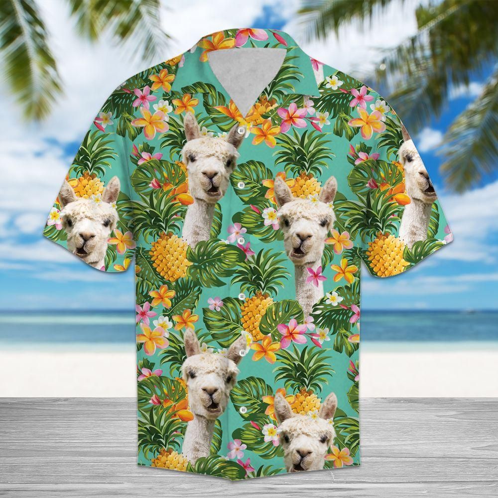 Tropical Pineapple Alpacas Aloha Hawaiian Shirt Colorful Short Sleeve Summer Beach Casual Shirt For Men And Women