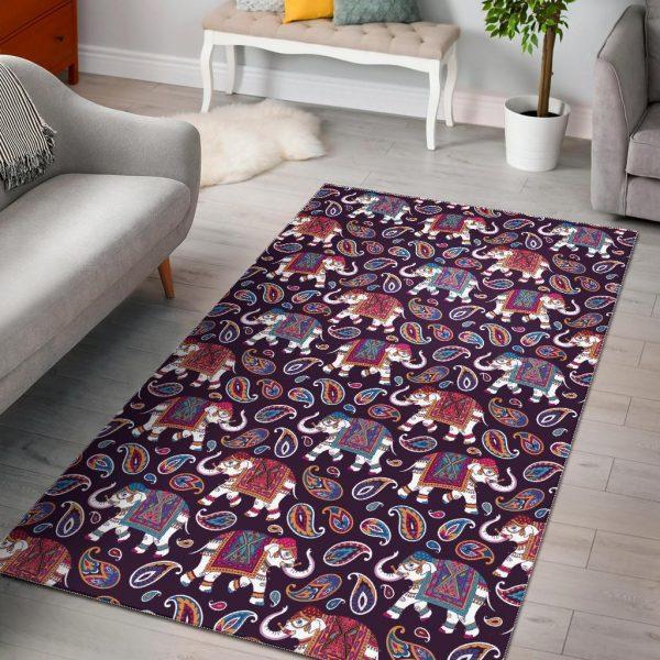 Paisleys Elephant Print Home Decor Rectangle Area Rug