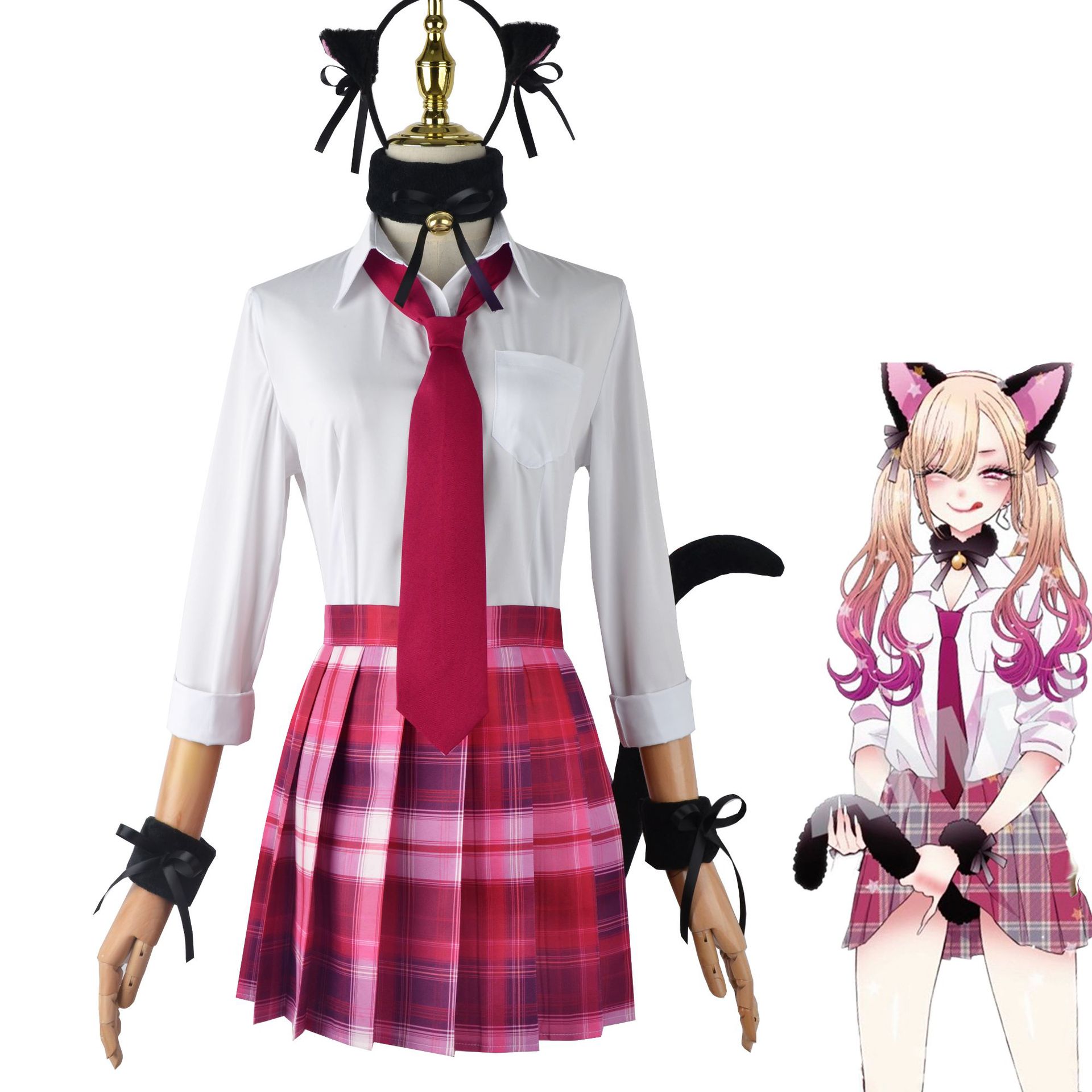 Anime My Dress Up Darling Cosplay Kitagawa Marin Nekomusume Cosplay Costume School Uniform JK Skirt Cat Girl Cute Halloween Suit alx