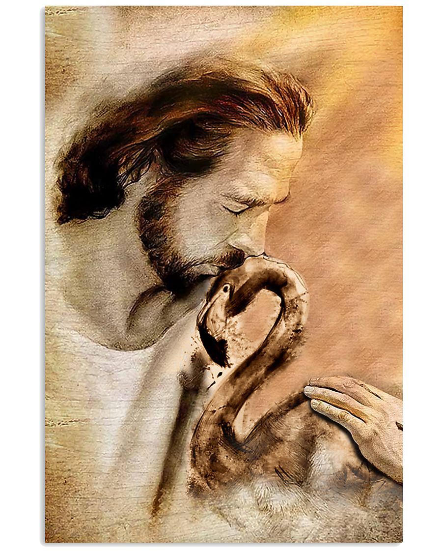 Jesus With Lovely Flamingo Vertical Poster