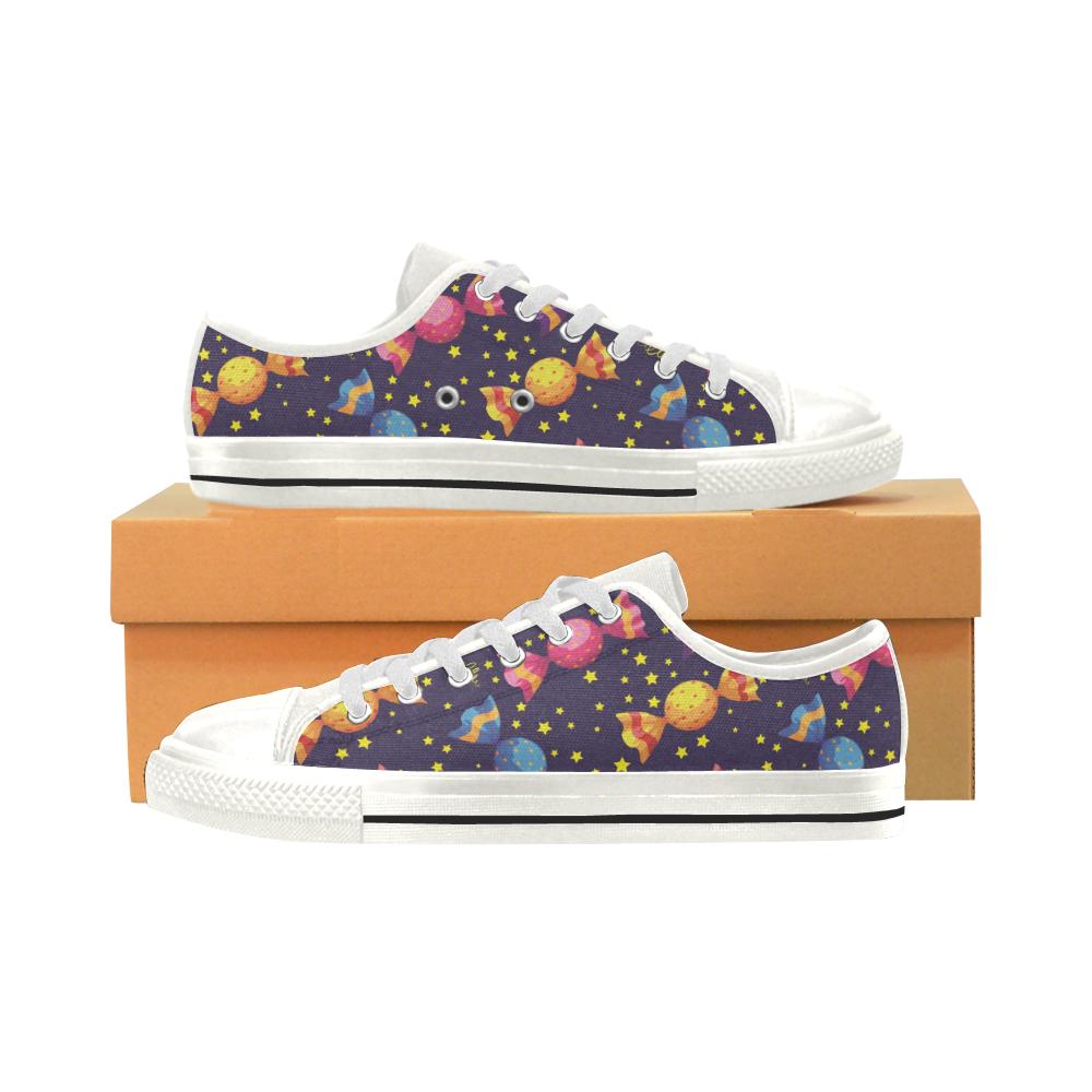 Candy Star Pattern Women’s Low Top Shoes White