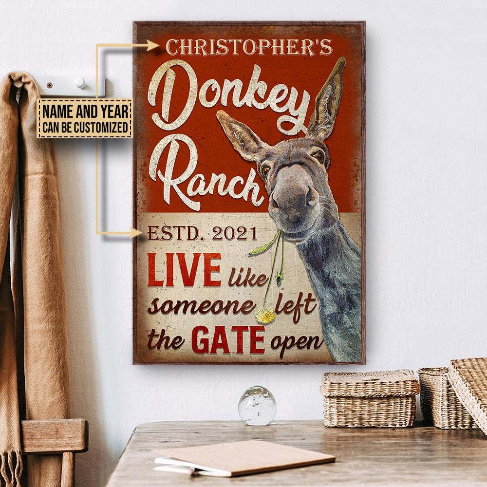 Aeticon Gifts Personalized Donkey Ranch The Gate Open Canvas Mom Dad Gift Home Decor