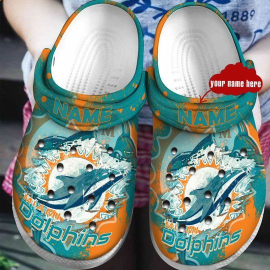 Miami Dolphins Custom Name Crocs Crocband Clog Comfortable Water Shoes