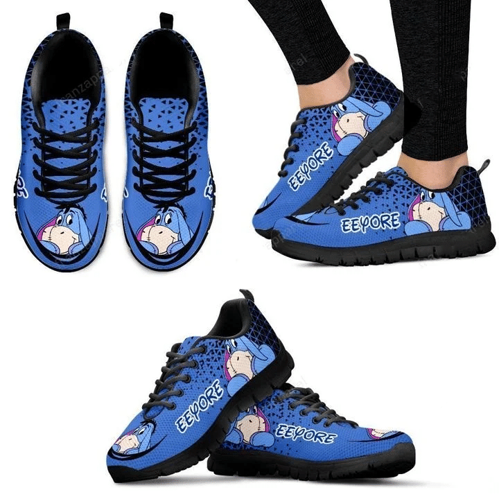 Eeyore Winnie The Pooh Ver6 Print Sneakers, Women’S Sneakers, Handmade Crafted Sneaker Black Shoes Birthday Gift Fashion Fly Sneakers