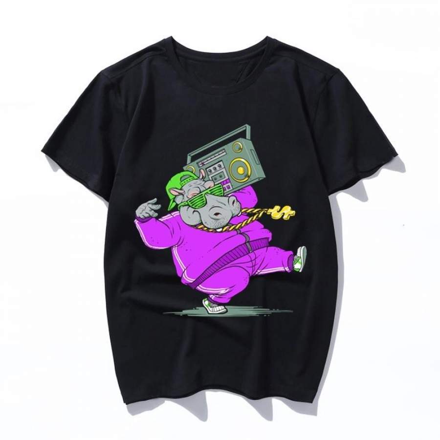 hip hop hippo T Shirt New Harajuku ulzzang Women Tshirt Korean Style Men T-shirt Fashion Short Sleeve Top Female Tees