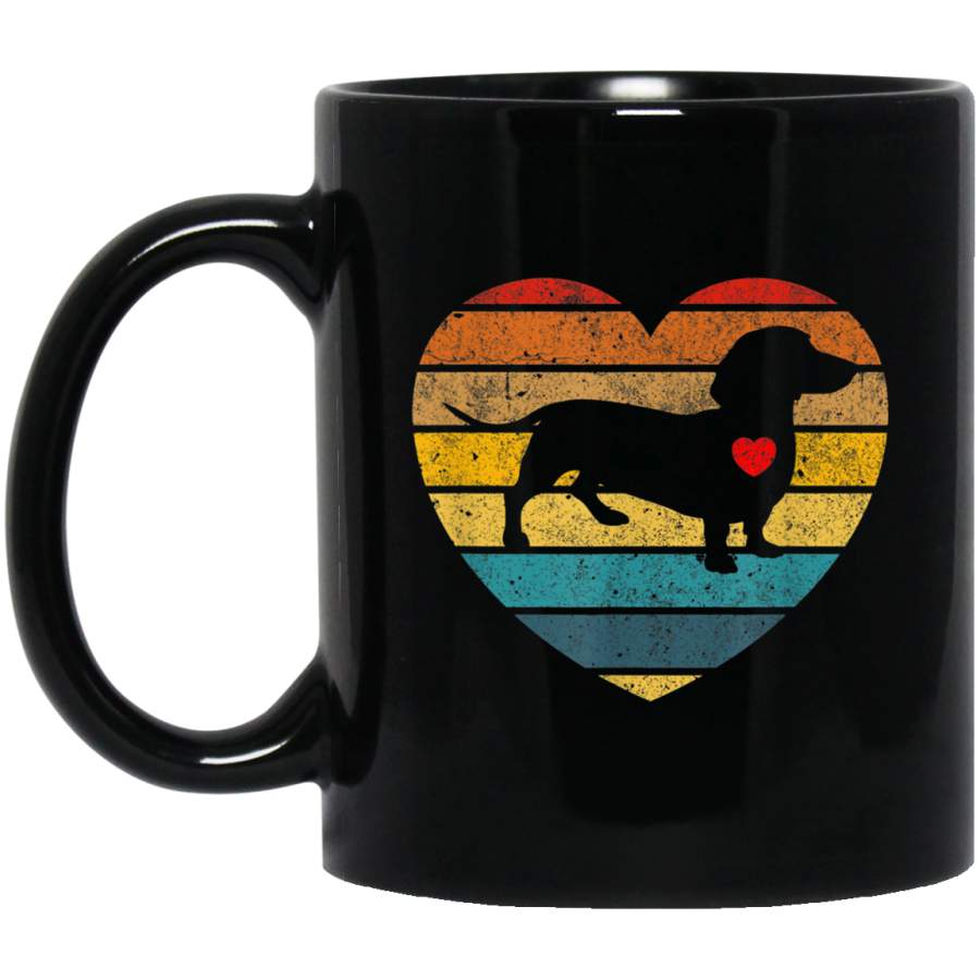 Dachshund Retro Vintage Distressed Heart Valentines Day Mug