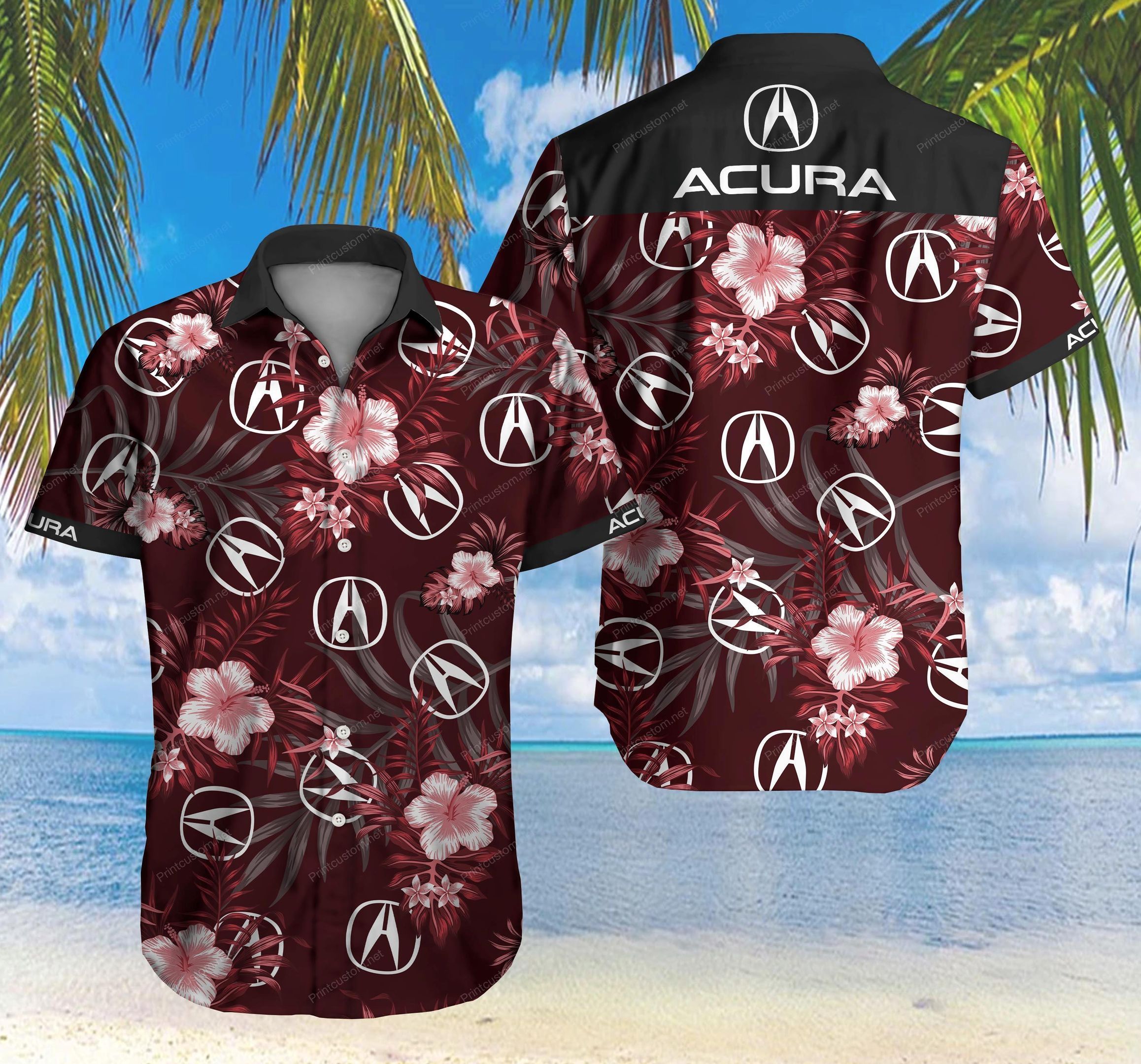 Tlmus Acura Hawaiian Shirt Summer Button Up For Men Beach Wear Short Sleeve Hawaiian Ha35590