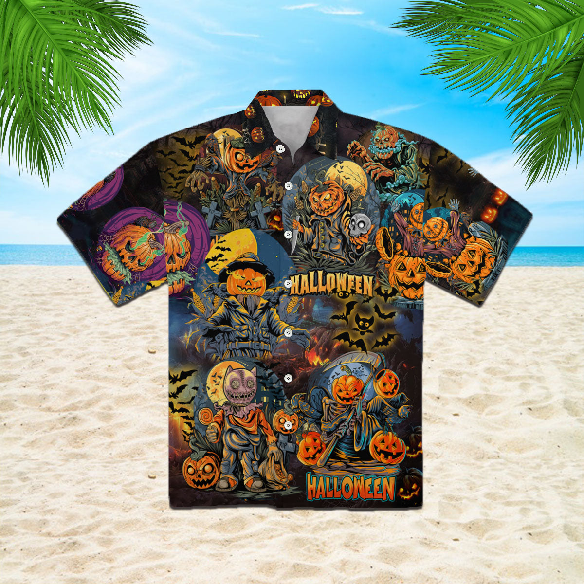 Oragontee Halloween Zombie Pumpkin Hawaiian Shirt | For Men & Women | Adult | Wt1135