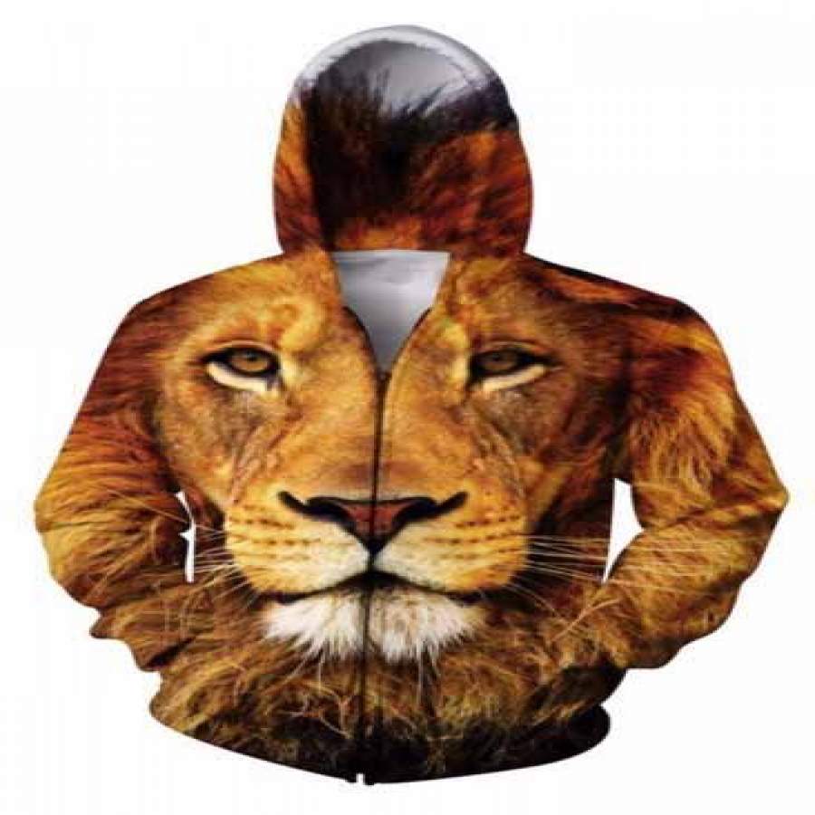 Cloudstyle 2018 Men 3D Print Hoodies Zip Up Green Lion Print Hoody Sweatshirt Fashion Casual Streetwear Tracksuit Jacket Outwear