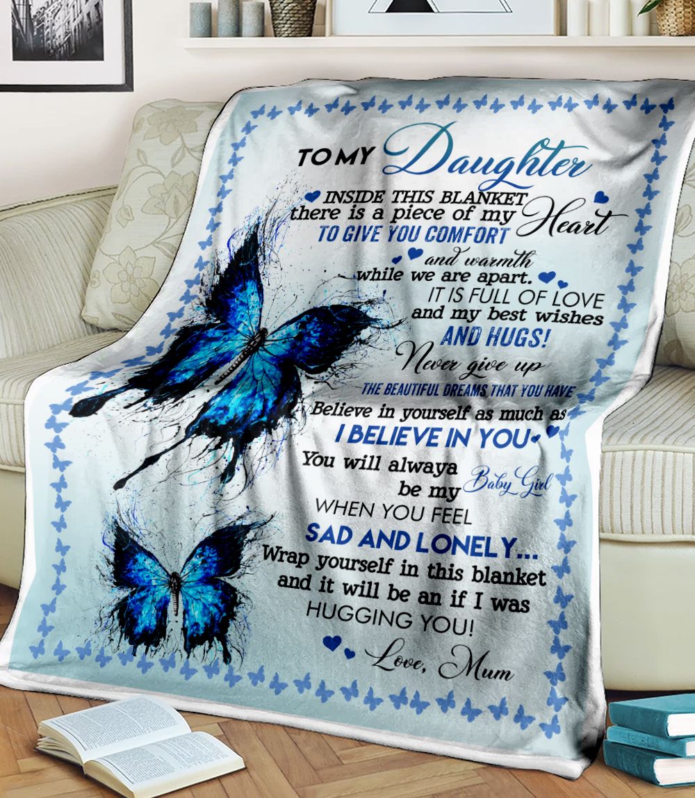 To My Daughter Inside Heart Fleece Blanket