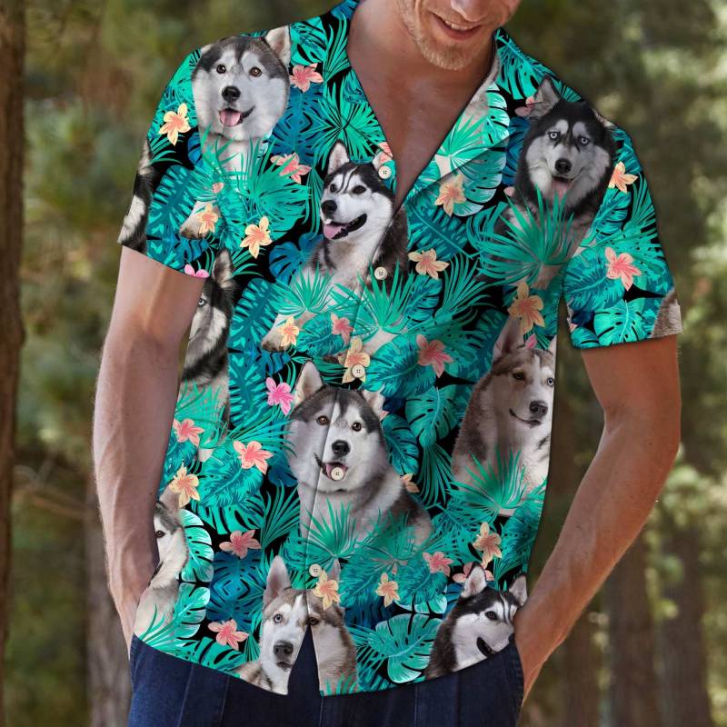 Artsyhomes Siberian Husky Tropical Hawaiian Ha11345