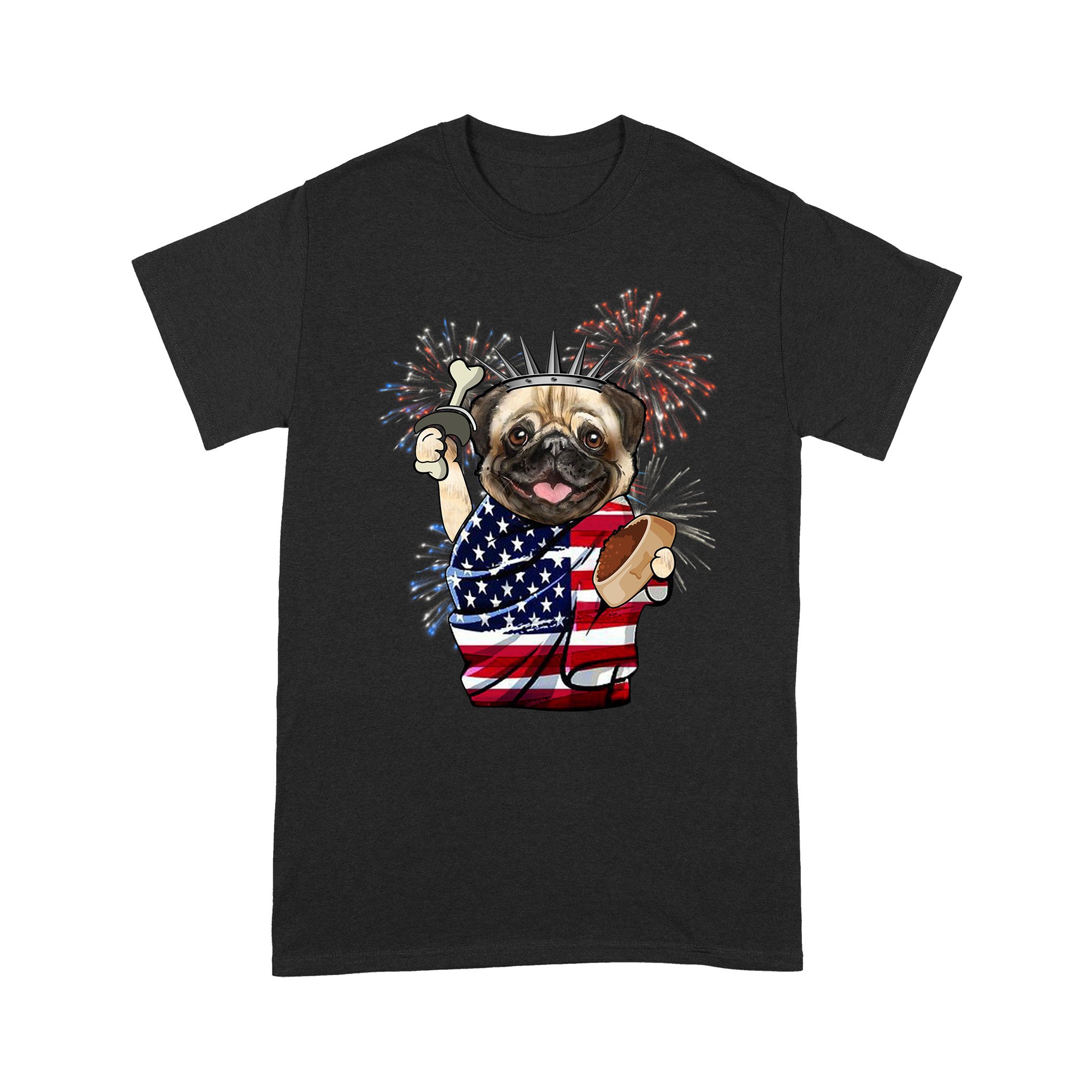 Pug Statue of liberty – Black Standard T-Shirt – S M L XL 2XL 3XL 4XL 5XL 1207