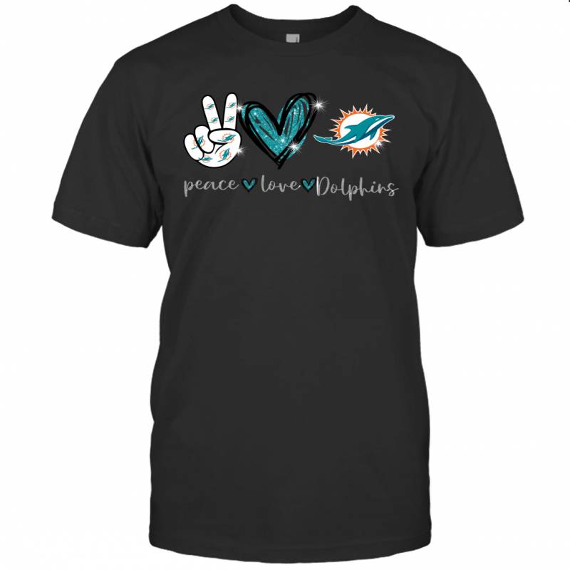 Peace Love Dolphins gift for Miami Dolphins Fans T-Shirt