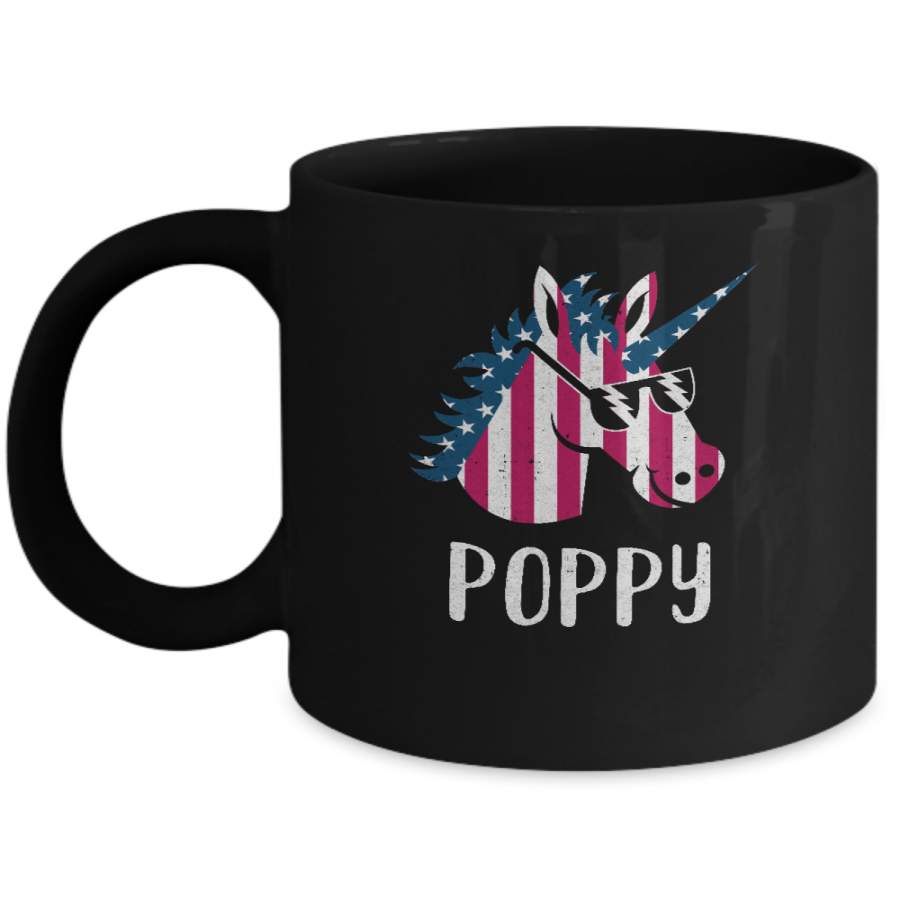 Patriotic Poppy Unicorn Americorn 4Th Of July Mug