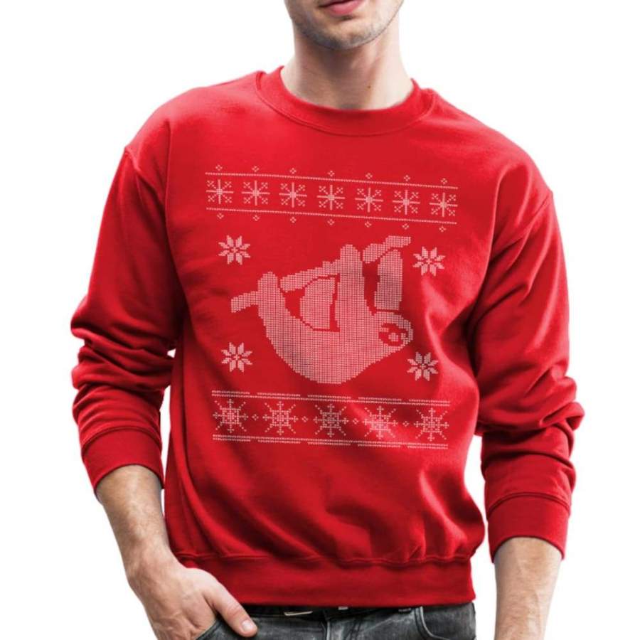 Sloth Hanging Ugly Christmas Crewneck Sweatshirt