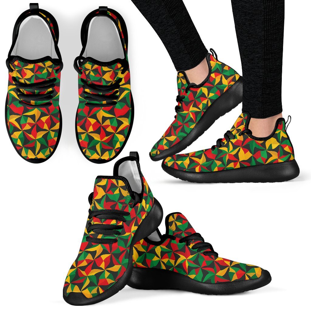 Abstract Reggae Pattern Print Mesh Knit Shoes