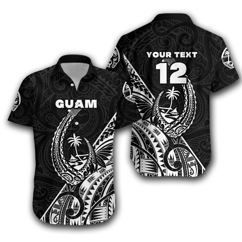 (Custom Personalised) Guam Rugby Hawaiian Shirt Polynesian Patterns Style – Black Lt16