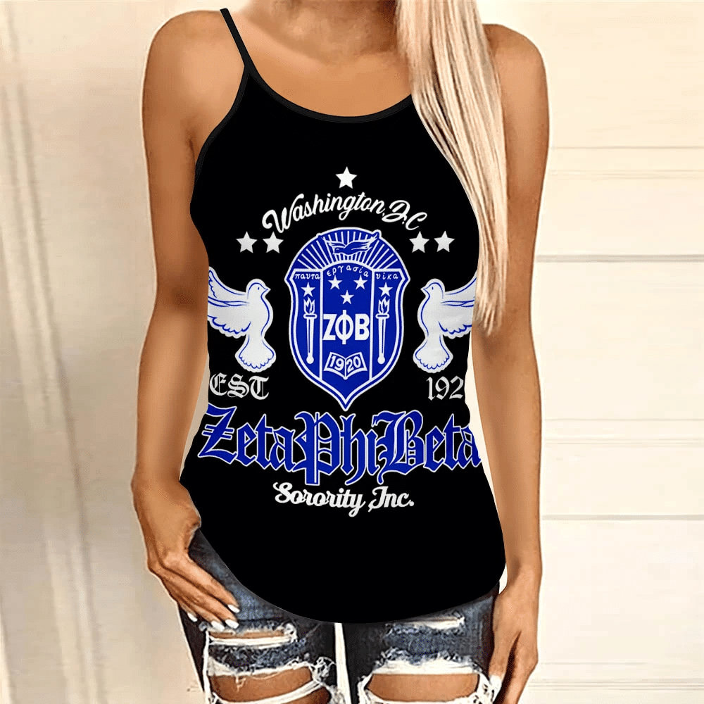 Dove Zeta Phi Beta 1920 Criss-Cross Tank Top