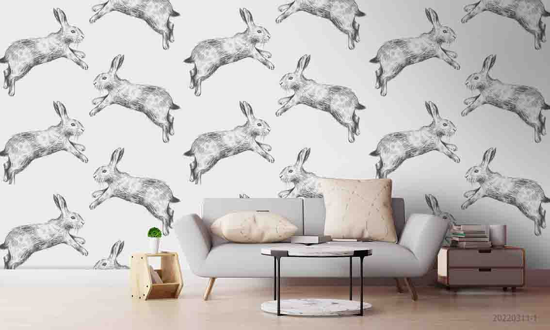 3D Bunny Seamless Wall Mural Wallpaper Sww 61