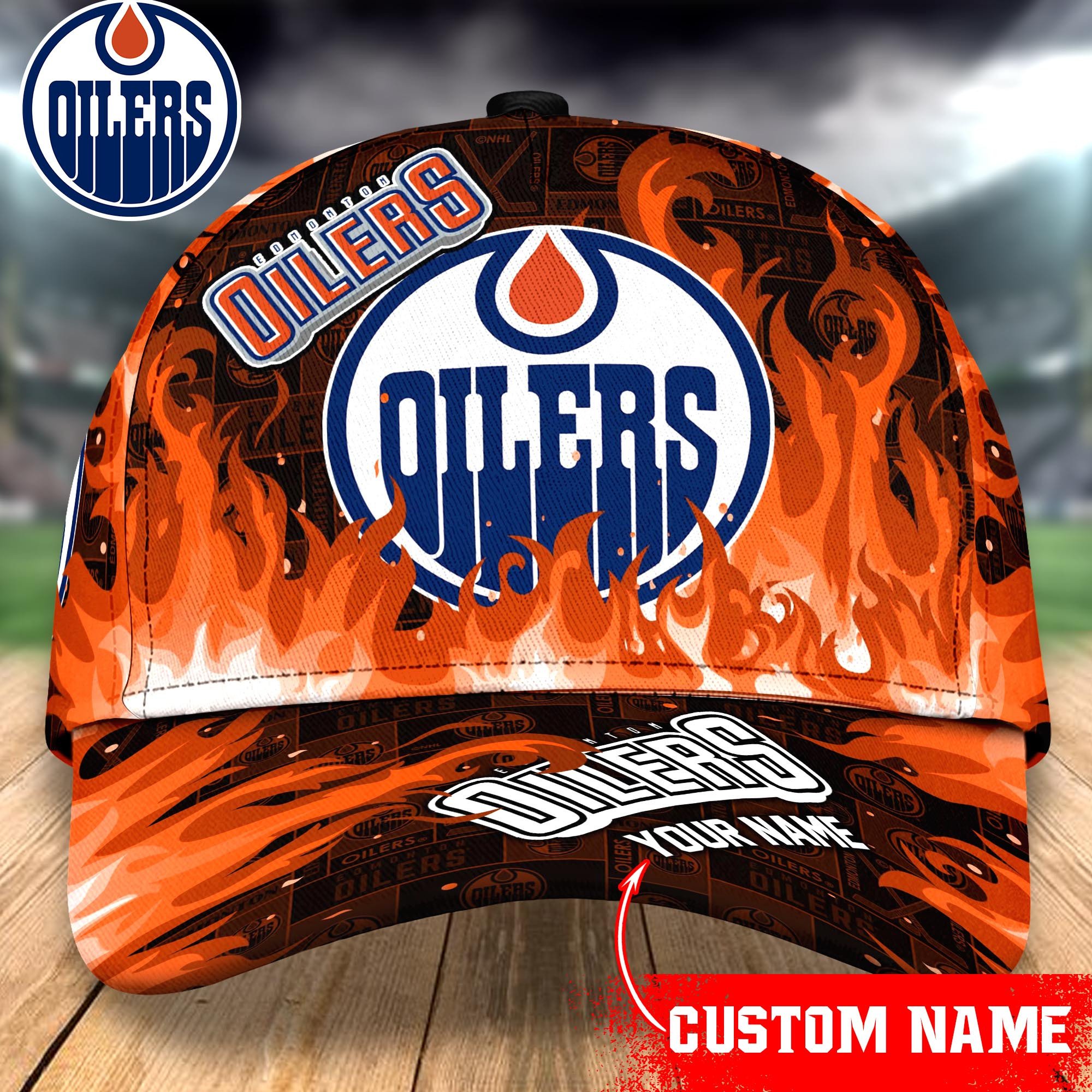 Edmonton Oilers Custom Name Classic, Baseball Caps T-43383