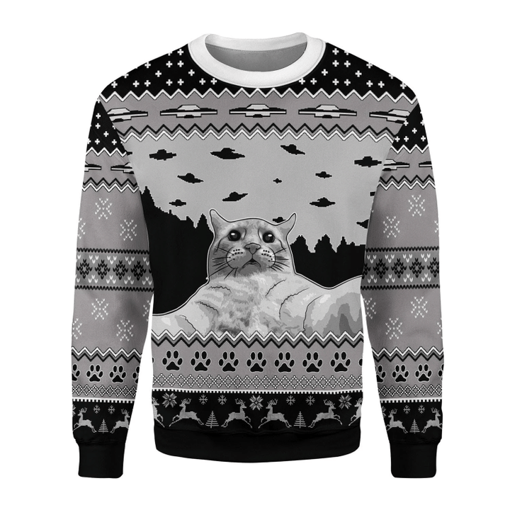 Ufo Cat Ugly Christmas Sweater | For Men & Women | Adult | Us1376