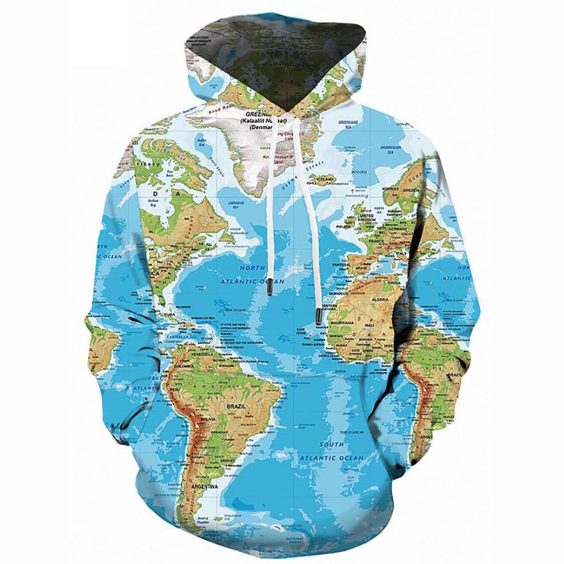 3D Printed Map Geometric Hoodie – Hooded Active Pullover