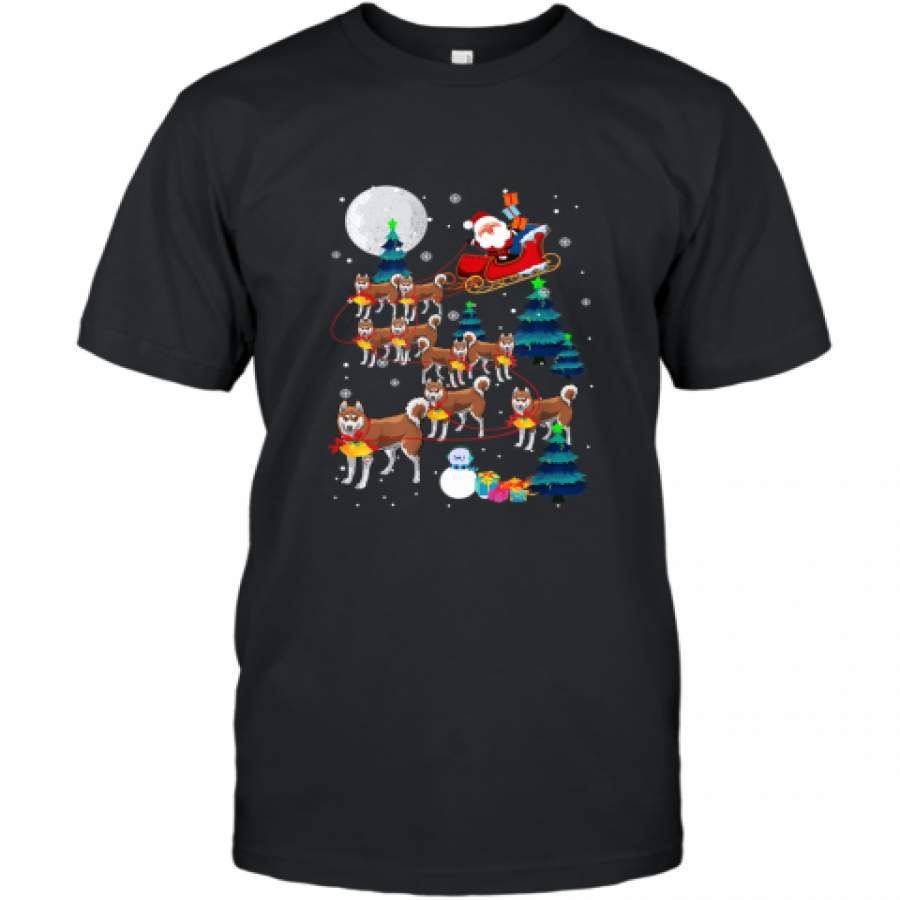 Santa Riding Husky Xmas Dog Puppy shirt T-Shirt