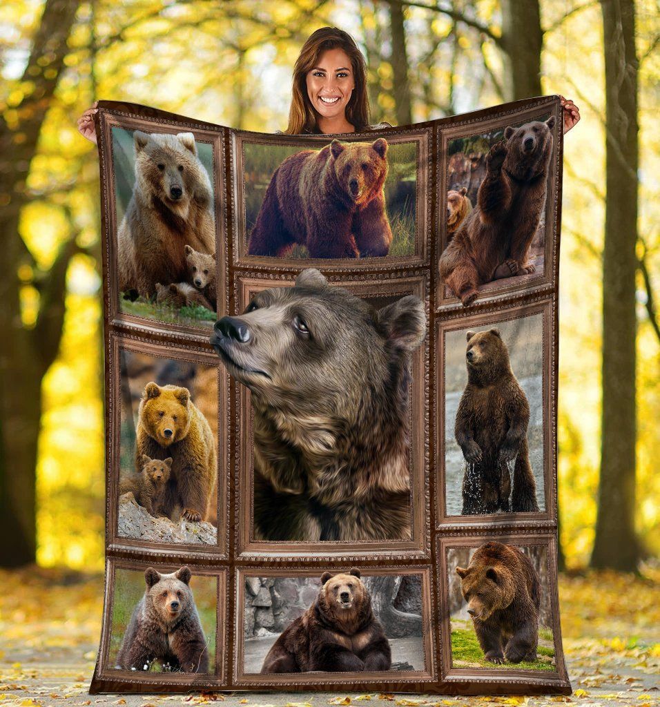 3D Brown Bear Wild Animals Cozy Fleece Blanket Sherpa Blanket