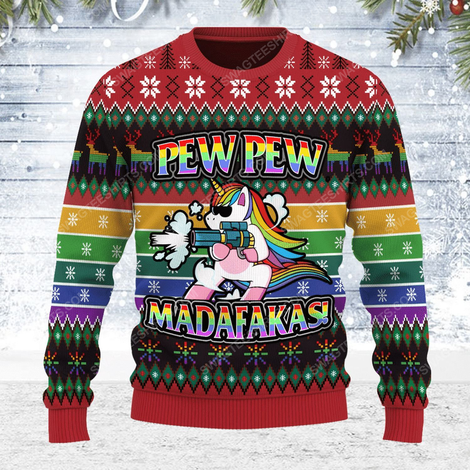 [Special Edition] Unicorn Pew Pew Madafakas Ugly Christmas Sweater – Maria