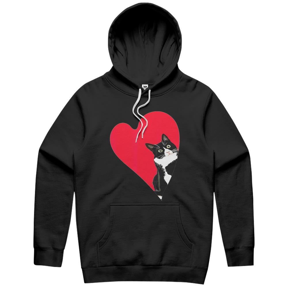 Tuxedo Cat Valentine Heart For Kitten And Animal Lovers Hoodie