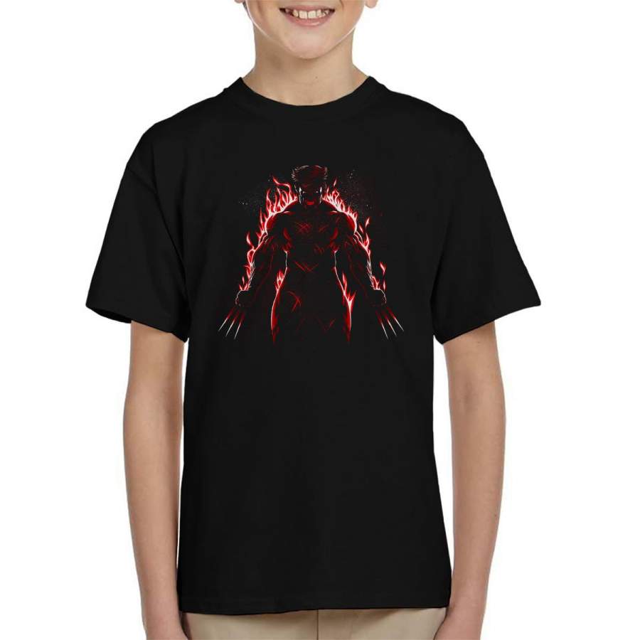 X Men Wolverine Logan Fire Kid’s T-Shirt