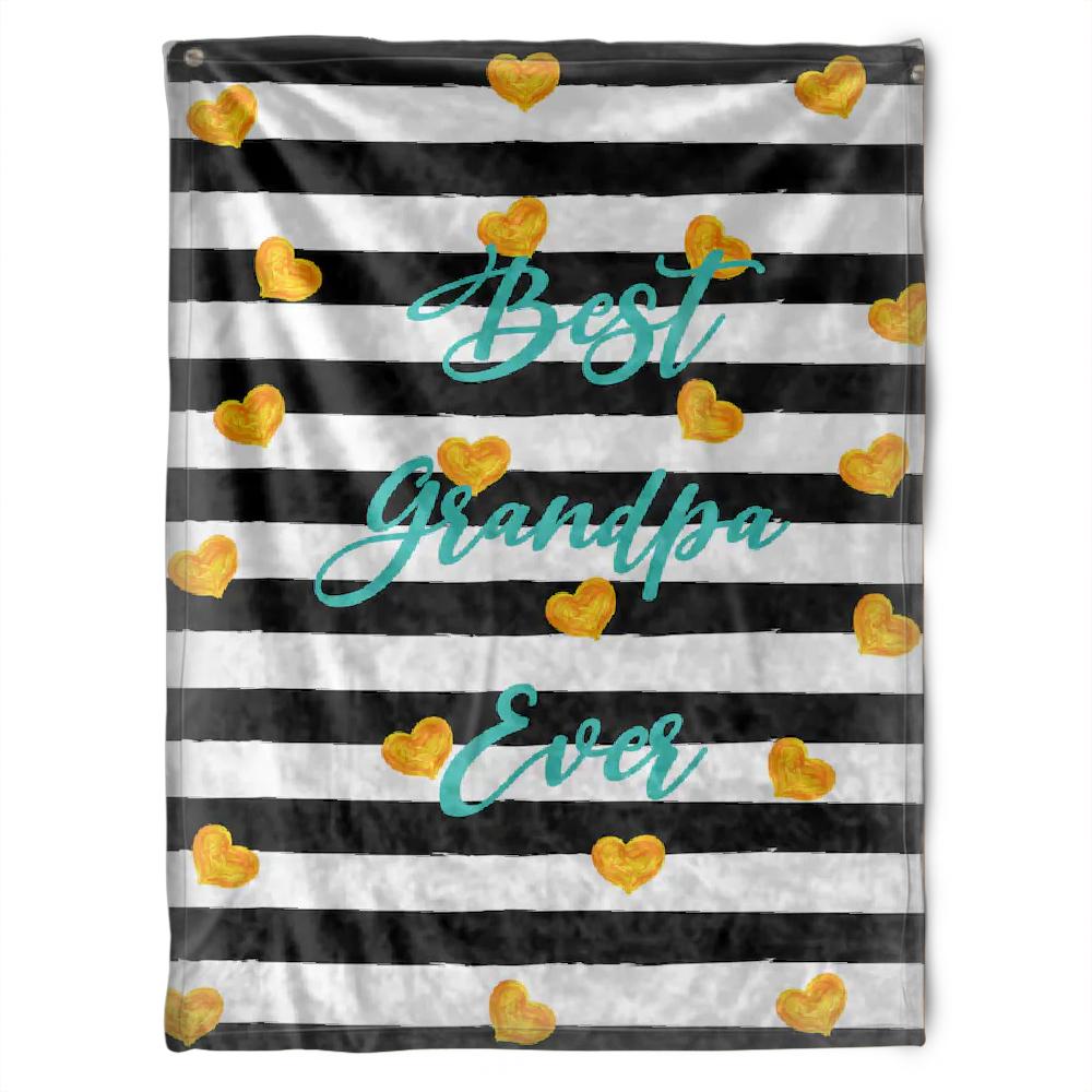 To My Grandpa Best Grandpa Ever Yellow Heart Fleece Blanket Gift For Grandparents Gift From Granddaughter Gift For Grandson Home Decor Bedding Couch Sofa Soft And Comfy Cozy