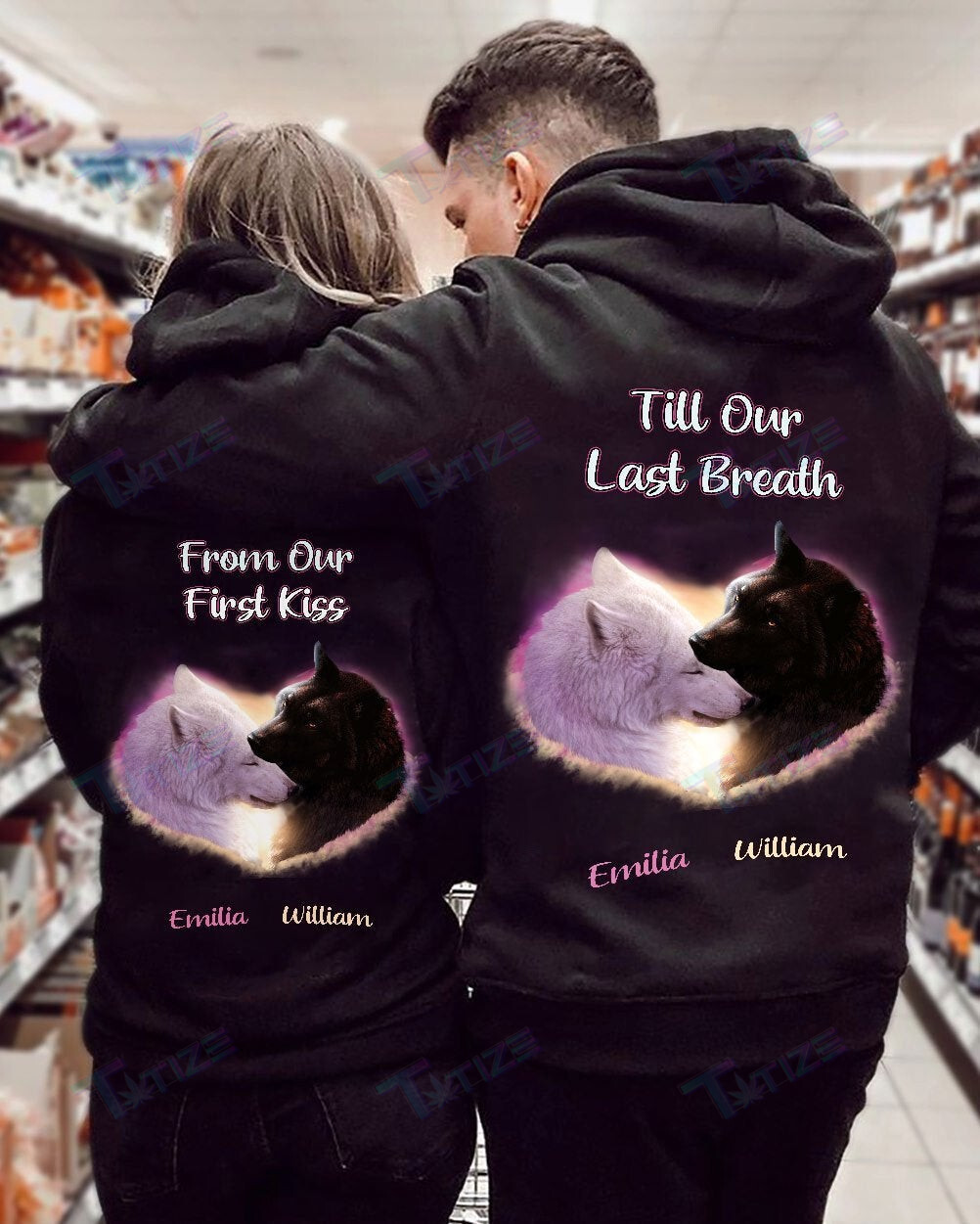 Couple Shirts – Personalized Name Till Our Last Breath Wolf Matching Couple, Valentine 2022 Gift Graphic Unisex T Shirt, Sweatshirt, Hoodie Size S – 5Xl