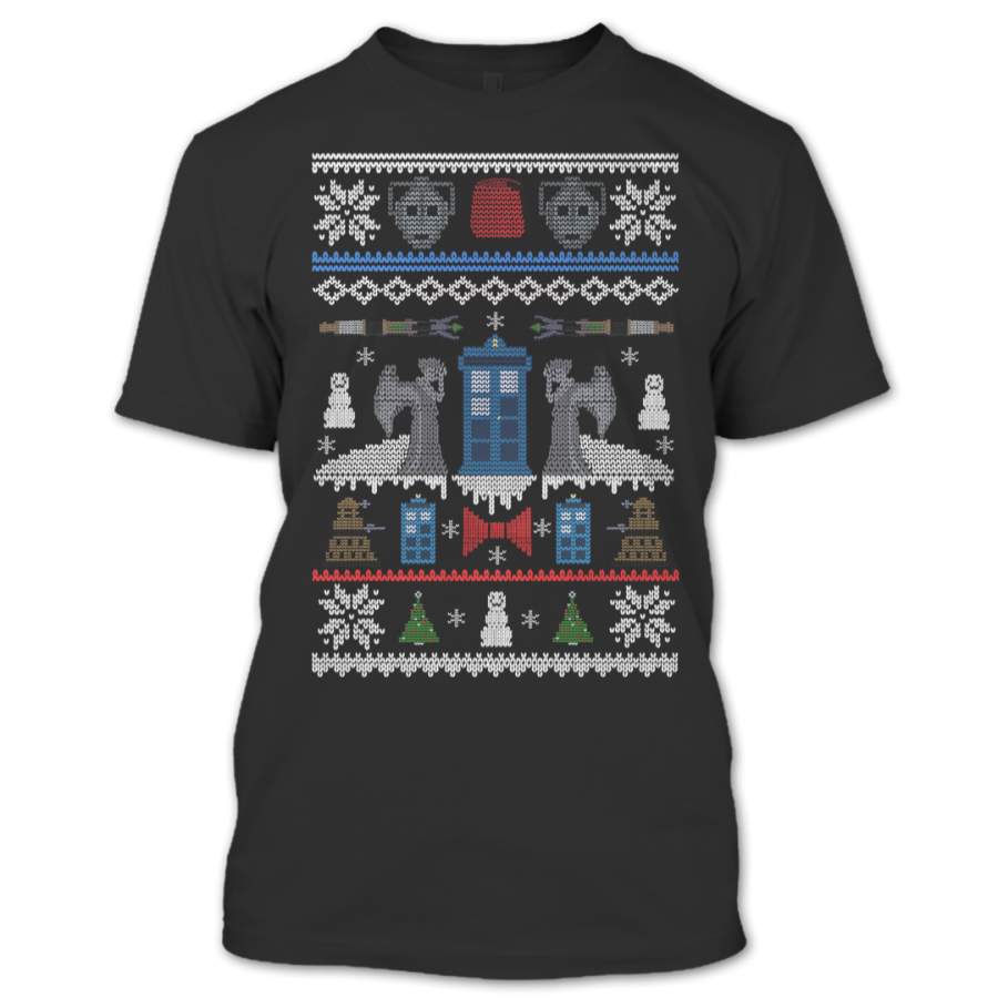 TARDIS Doctor Who T Shirt, Ugly Christmas Sweater T-Shirt