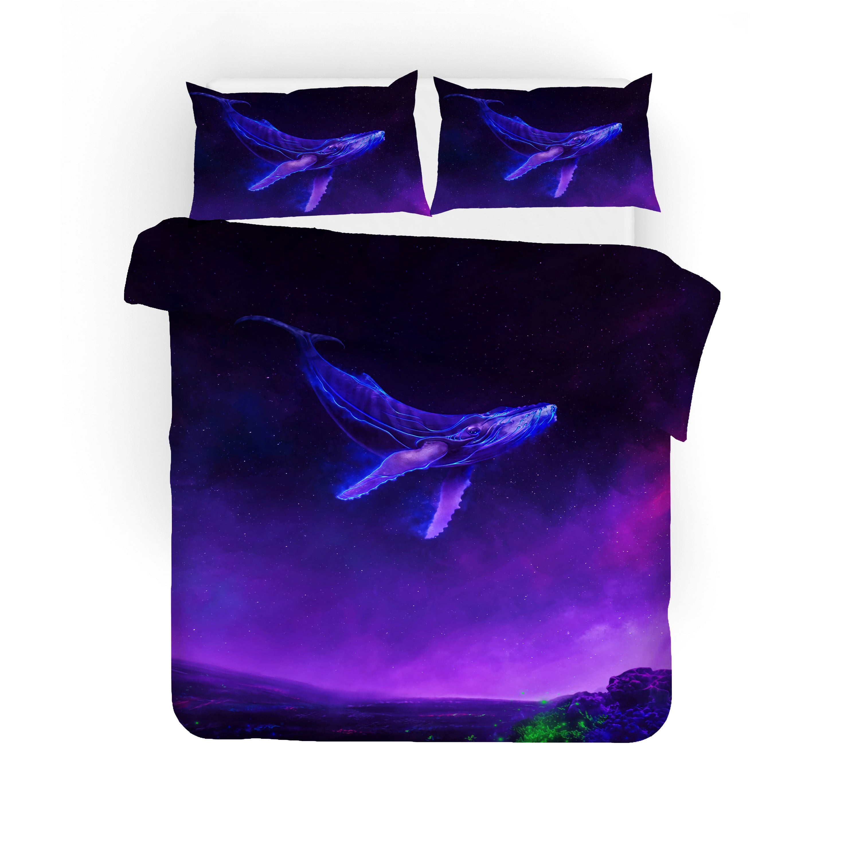 3D Cartoon Flying Whale Quilt Cover Set Bedding Set Duvet Cover Pillowcases Wj 1627