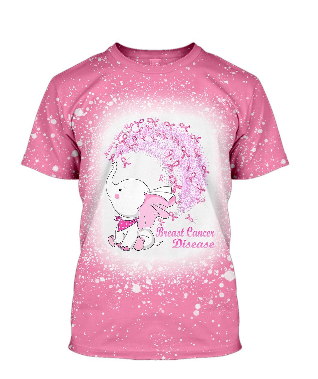 Gearhumans 3D No One Give Up Breast Cancer Awareness Custom Bleached Shirt
