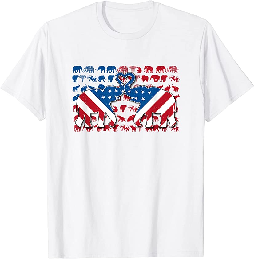 Patriotic Elephant Shirt American Flag USA 4th Of July T-Shirt