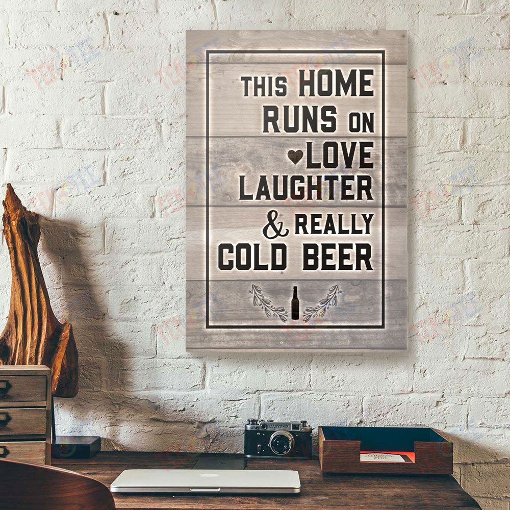 Canvas Painting This Home Run On Love Laughter Really Cold Bear Vintage Home Canvas Home Decor Canvas