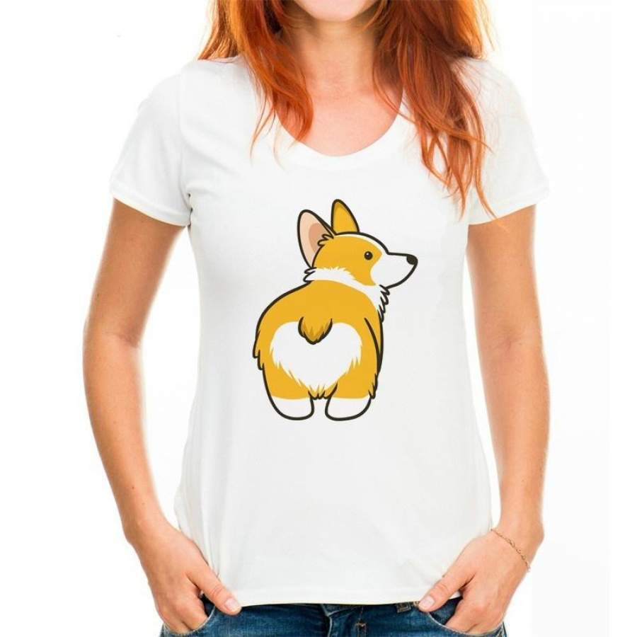 2018 Fashion Pretty Watercolor Corgi T Shirt Womens/Lady Novelty Casual Dog Animal Short Sleeve Tee Tops Clothing