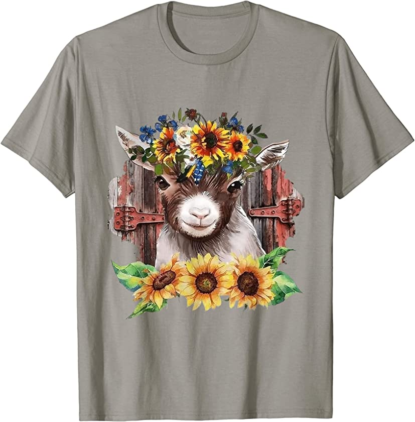 Sunflower Baby Goat Farmlife Cute Farm Animal T-Shirt