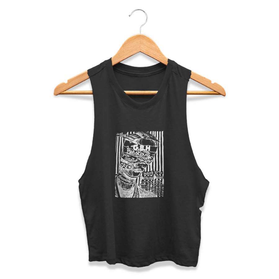 Gbh Vintage 1980’s Punk Rock Flyer New Wave CPY Womans Crop Tanktop Tee