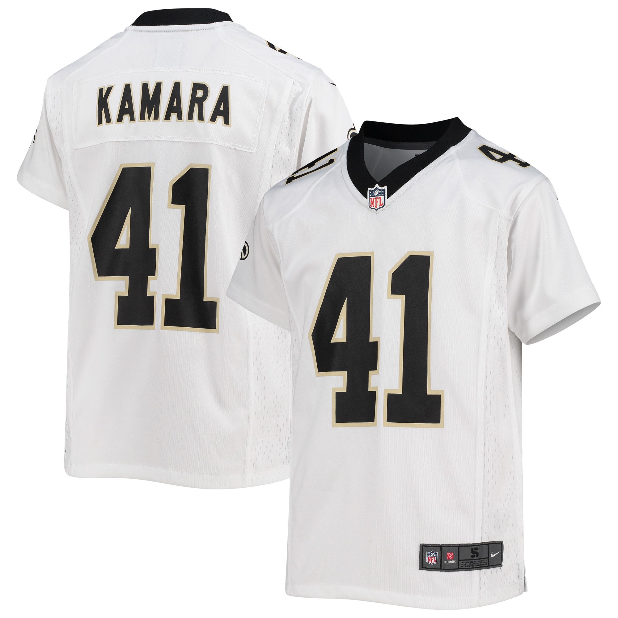 Youth New Orleans Saints Alvin Kamara White Game Jersey