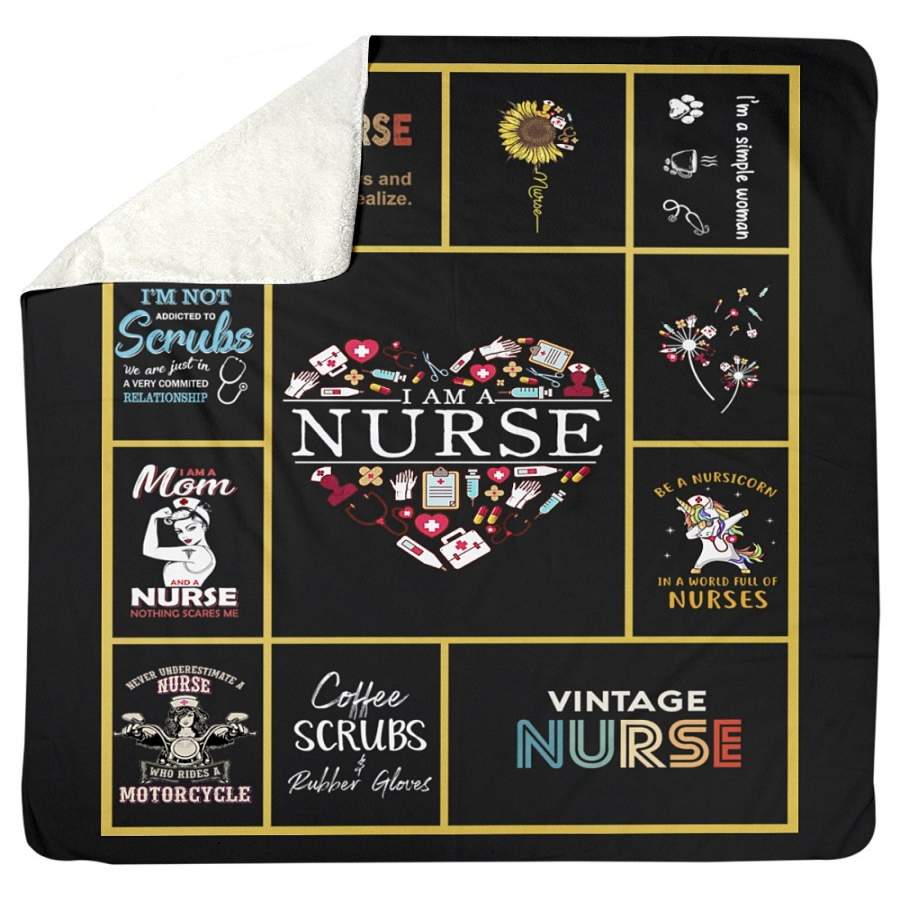 Vintage I  Am A  Nurse   Coffee Scrubs Unique Custom Design Meaningful Gift Sherpa Blanket