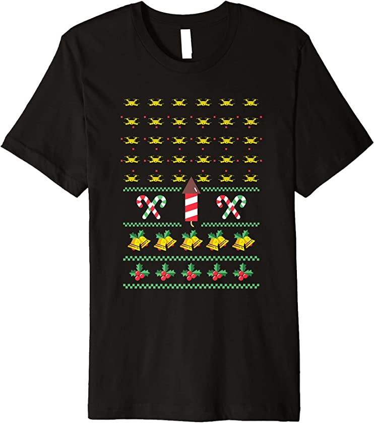 Ugly Christmas Drone Pilot Santa Claus New Year Quadcopter Premium T-Shirt